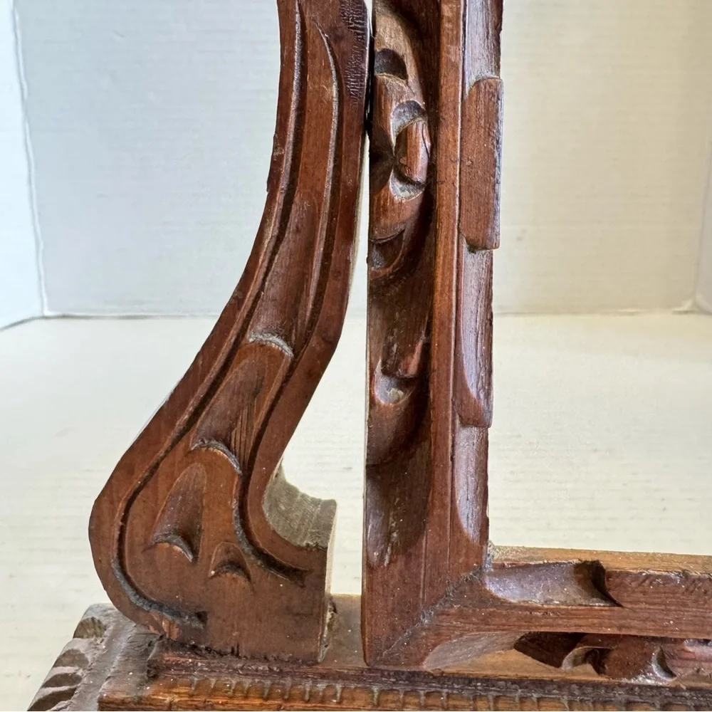 Antique Carved Wood Vanity Dresser Swivel Mirror Picture Frame Only Hand Made